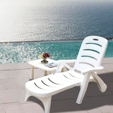 Feifei Folding Reclining Lounge Chair Outdoor Garden Sun Lounger Balcony Siesta Chair Patio Portable Leisure Recliner Deck Chair 250KG Capacity 